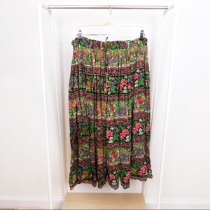 Vintage Multicolored Patterned Maxi Boho Skirt